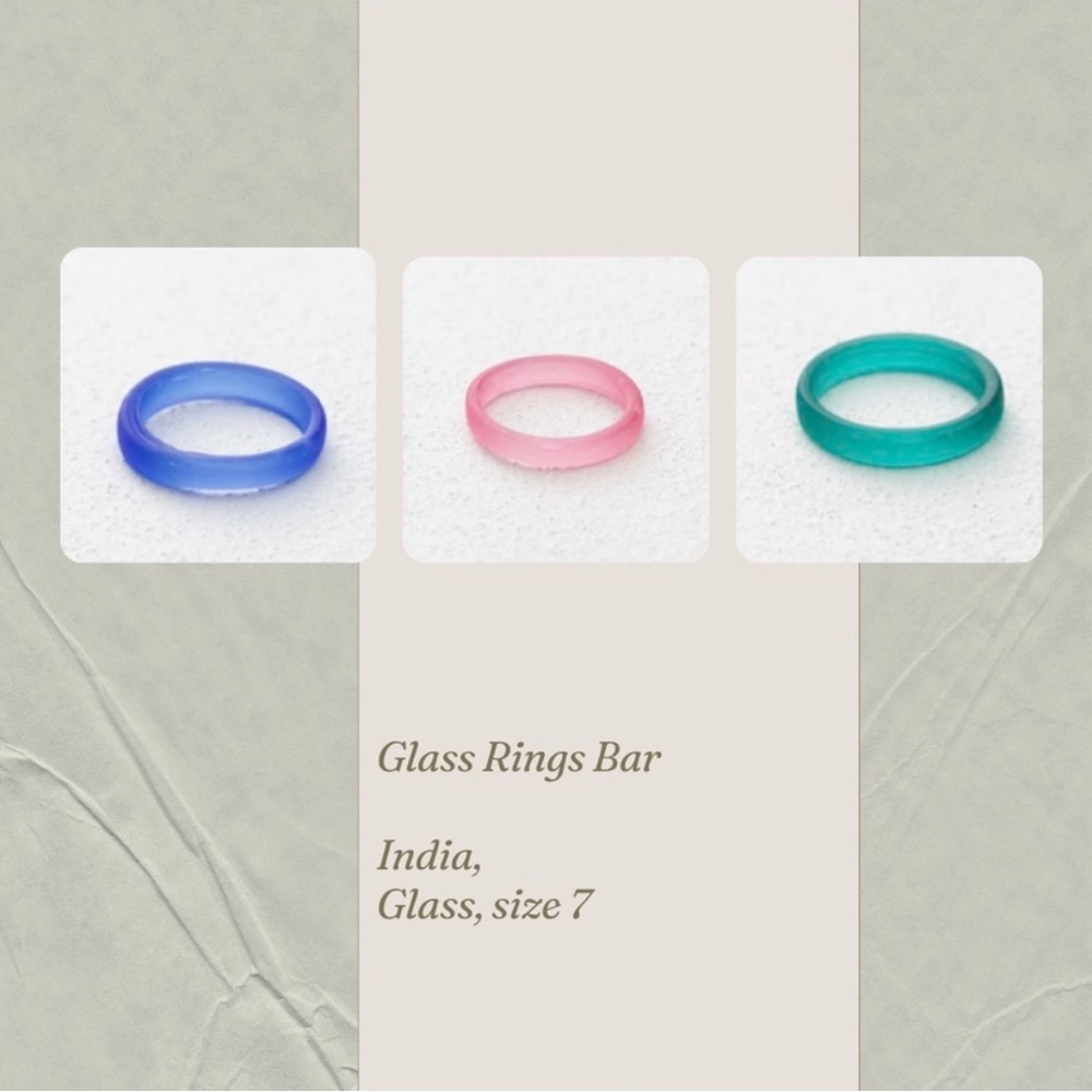 Noonday Collection Blue, Pink, and Green Glass Rings